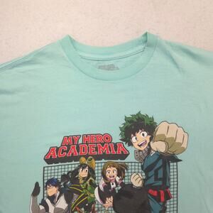 My Hero Academia Anime Crew Neck Short Sleeve Graphic T Shirt Mens Size M Blue